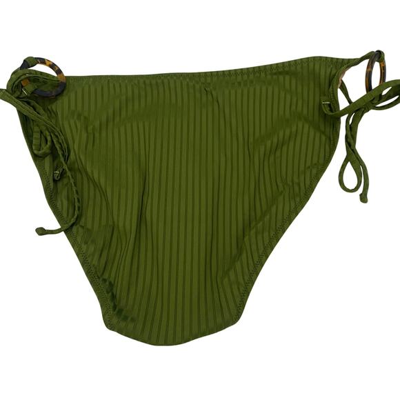 New J. Crew Green Wide Ribbed Cheeky String Side Tie Swim Bathing Suit Bottom 3X - Picture 7 of 10